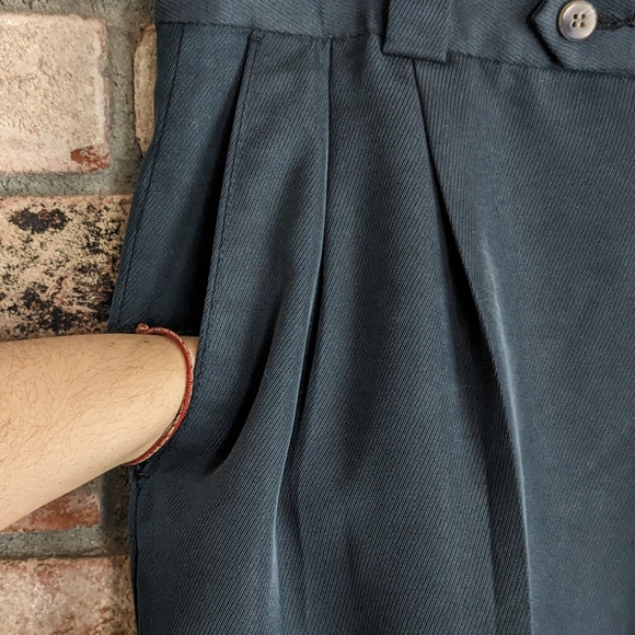 🔵 Navy Blue Pleated Trousers Dress Pants Men's 36 - Picture 3 of 8